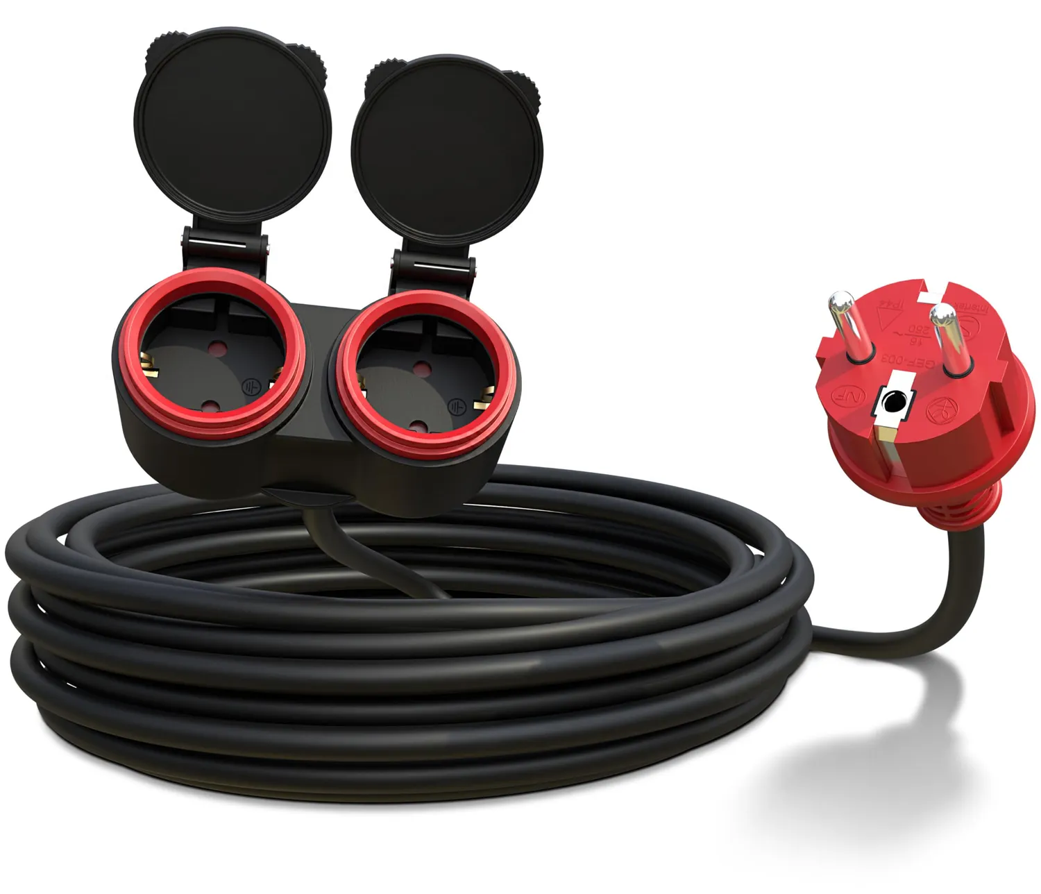 Poppstar Verlängerungskabel Outdoor 3m IP44 Doppelsteckdose