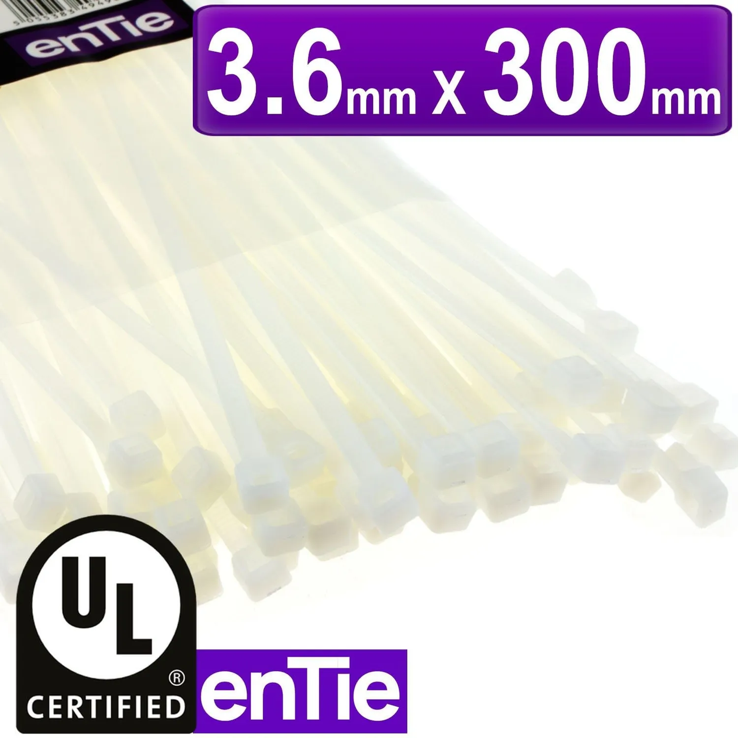 Kenable enTie Kabelbinder 300x3,6 mm naturweiß 100 Stück