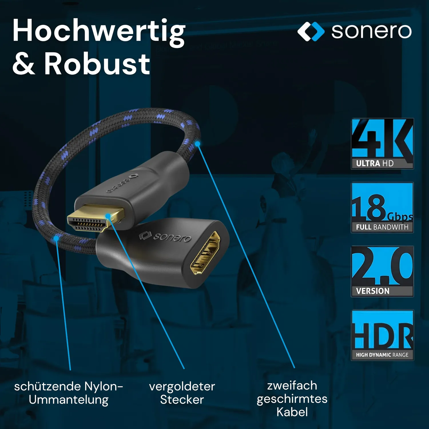 Sonero X-PHA011-0015 HDMI Portsaver 0,15m 4K Baumwolle