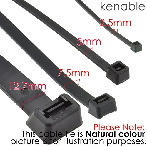 Kenable Kabelbinder 300mm x 12,7mm weiß 100 Stück extrastark