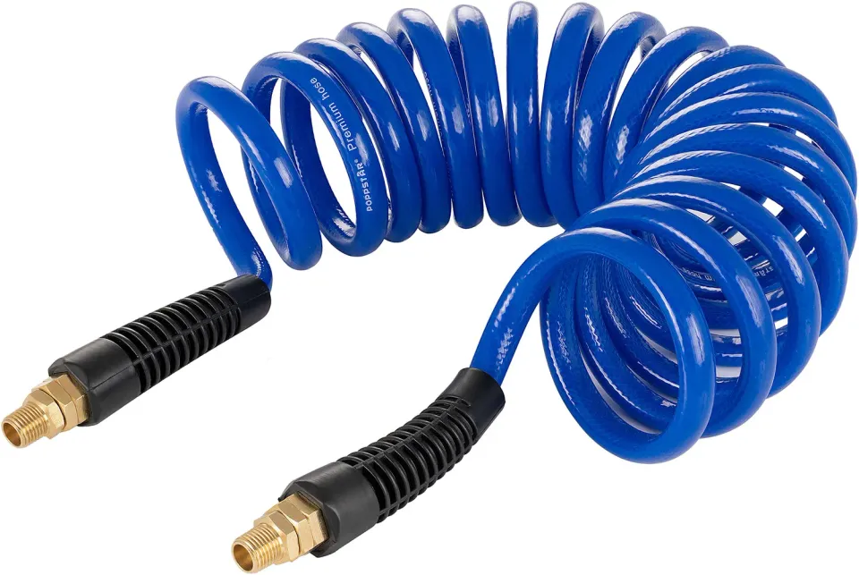 Poppstar Druckluft-Spiralschlauch 5 m G1/4 blau