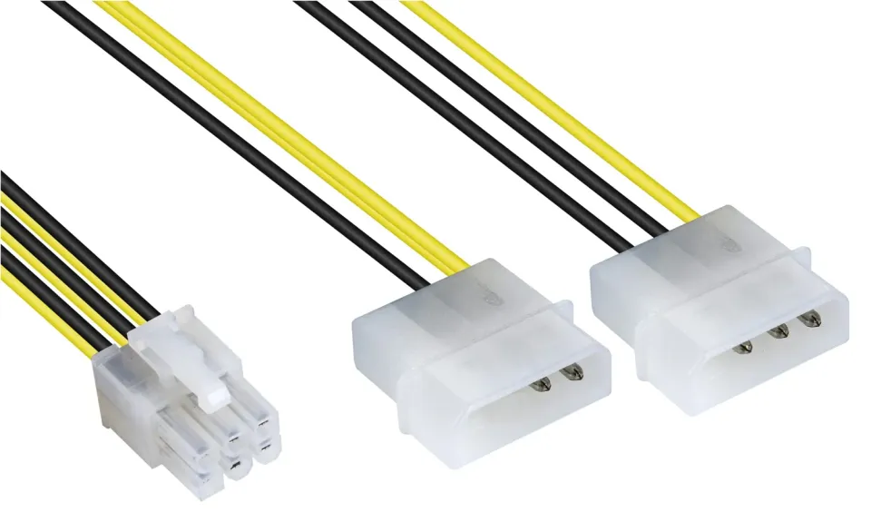 Poppstar PCIe Y-Stromkabel Molex auf 6-polig 15cm Grafikkarten