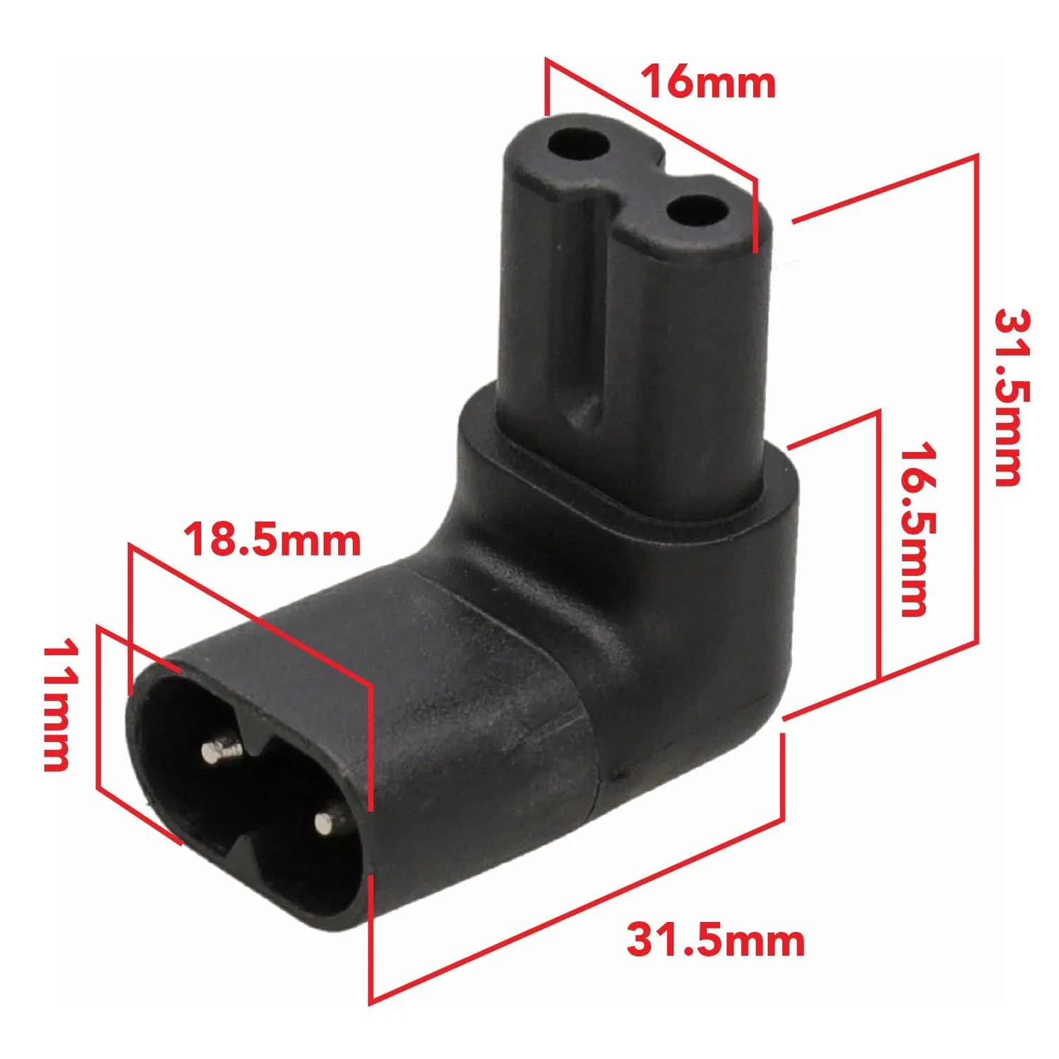 Kenable C7/C8 Winkeladapter Vertikal 2,5A Figure-8