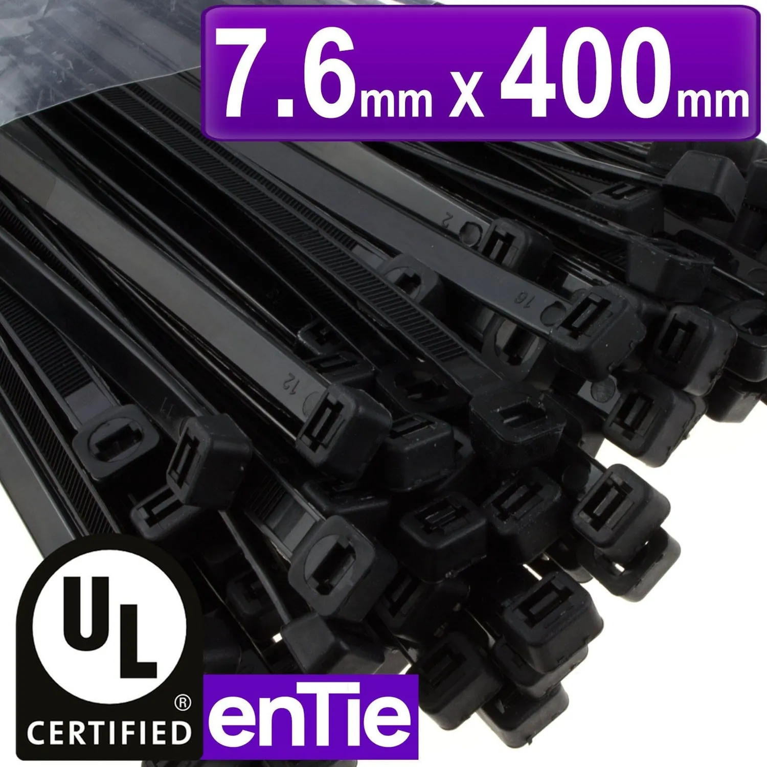 Kenable enTie Kabelbinder 400x7,6 mm schwarz 100 Stück