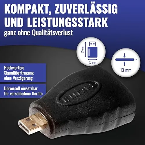Poppstar Micro HDMI Adapter Stecker-Buchse 4K 1 Stück