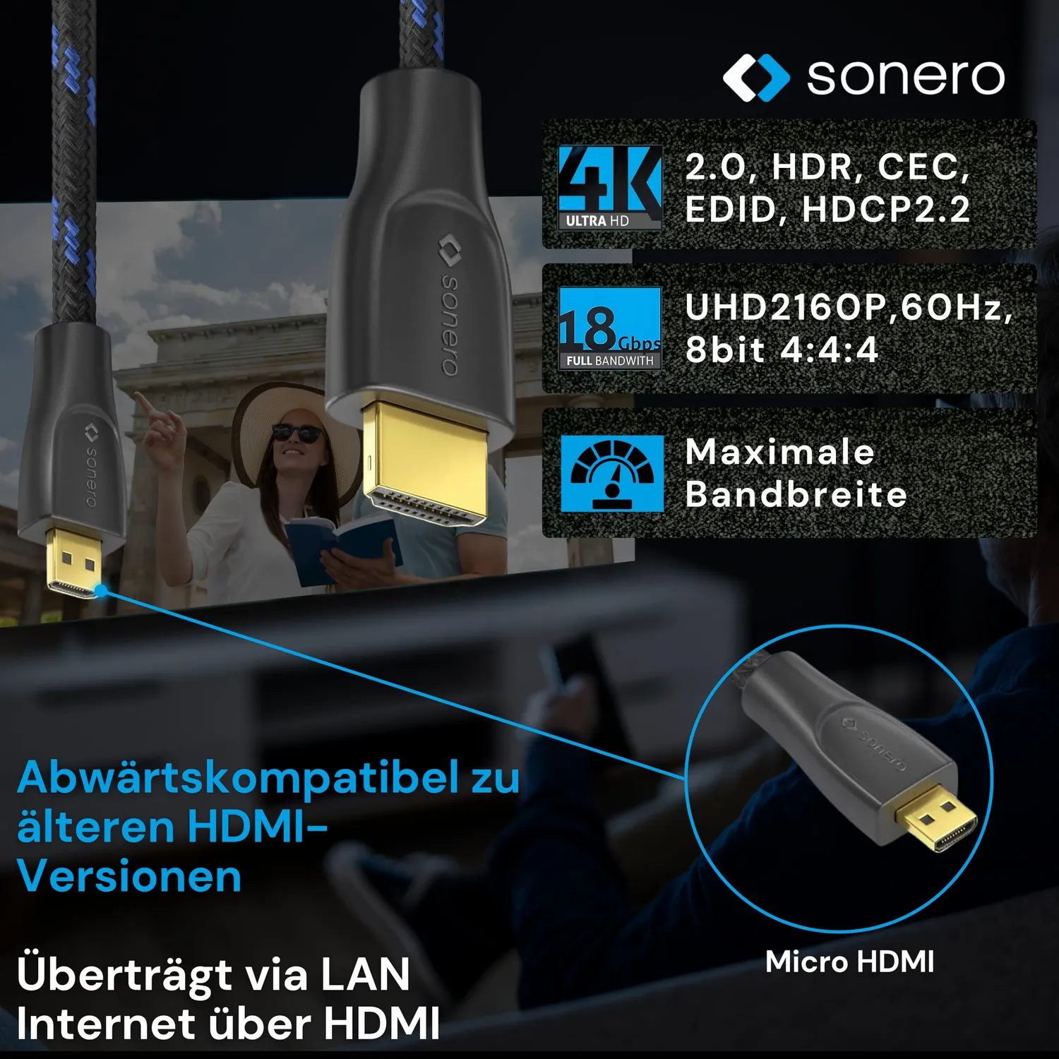 Sonero Micro-HDMI-Kabel X-PHC031-005 HDMI 0,5m 4K