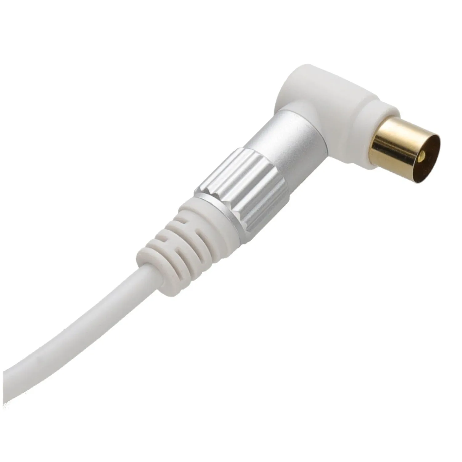 Kenable RF Antennenkabel 90° gewinkelt 1m weiß Gold