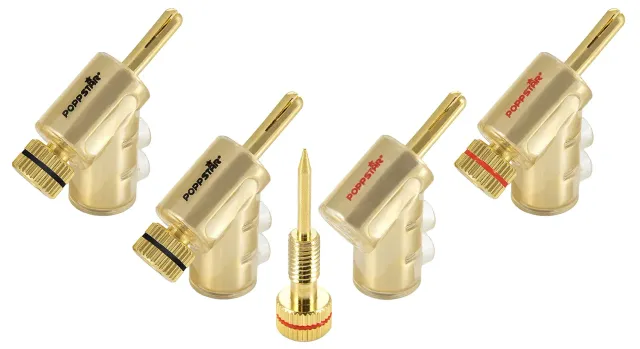Poppstar Bananenstecker gewinkelt 4er-Set vergoldet