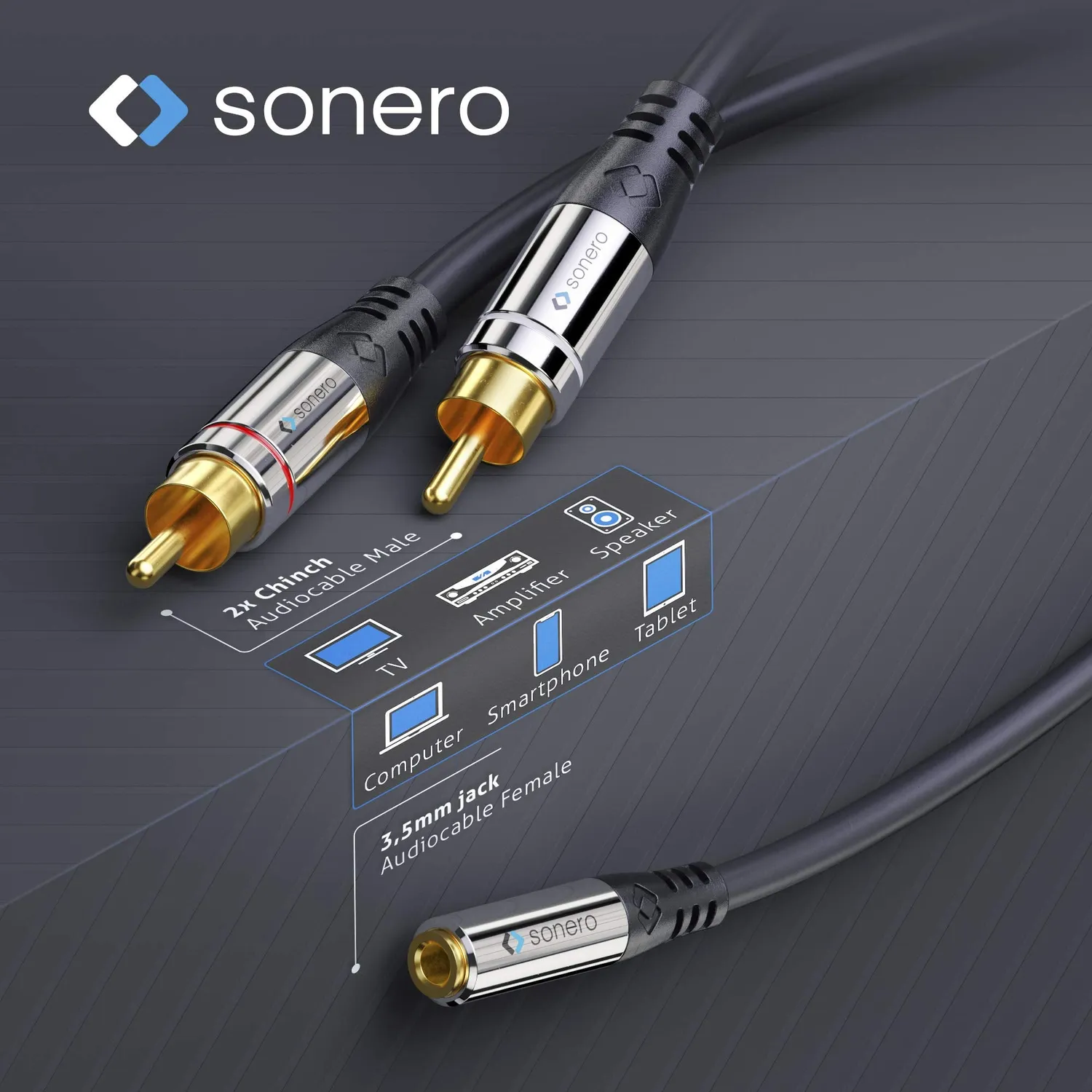 Sonero Premium S-ACA004 Audio Adapter 0,20 m Cinch-Klinke