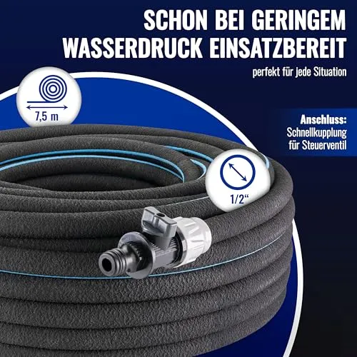 Poppstar Perlschlauch 7,5m Tropfschlauch 1/2 Zoll schwarz