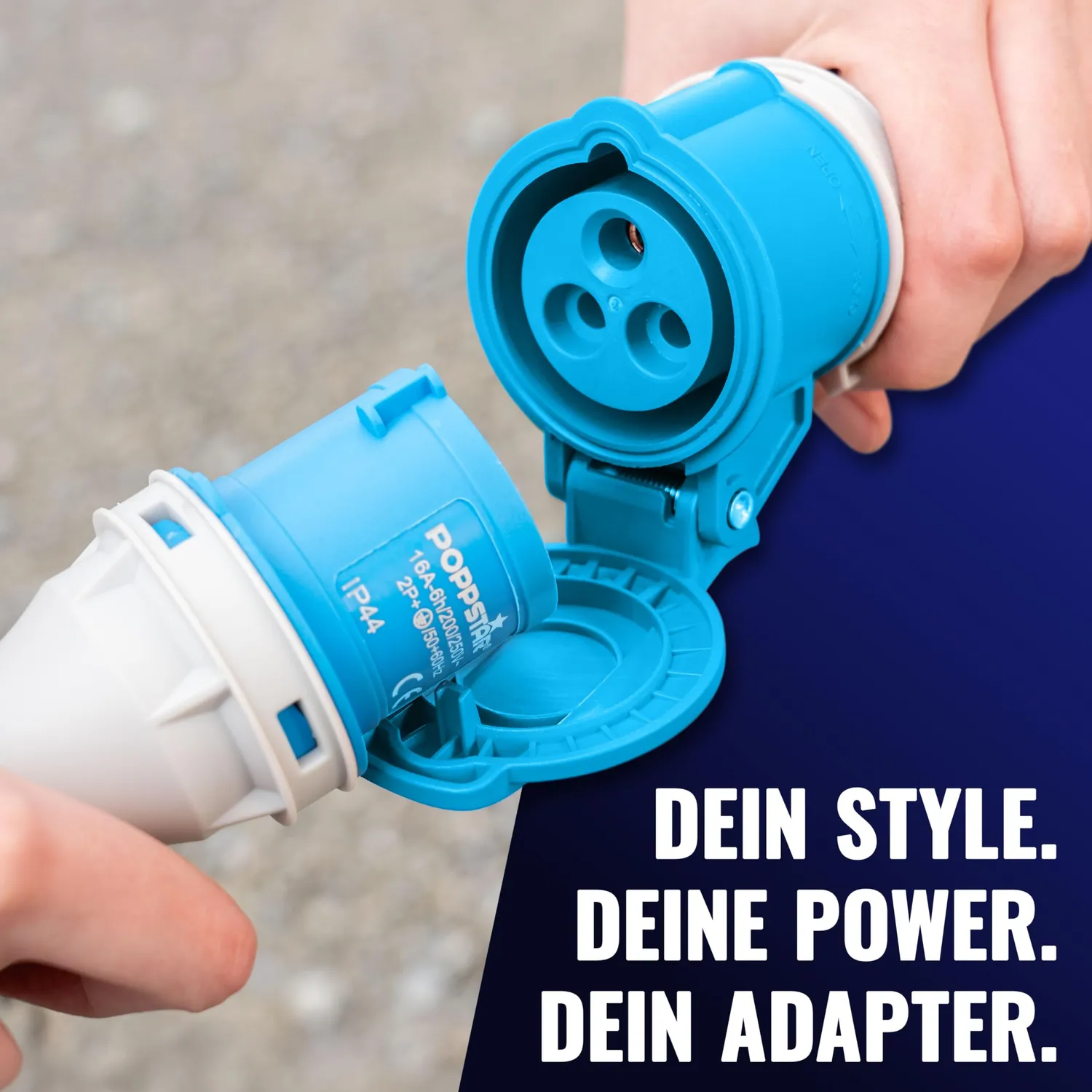 Poppstar CEE Adapter 30cm IP44 Schuko auf CEE