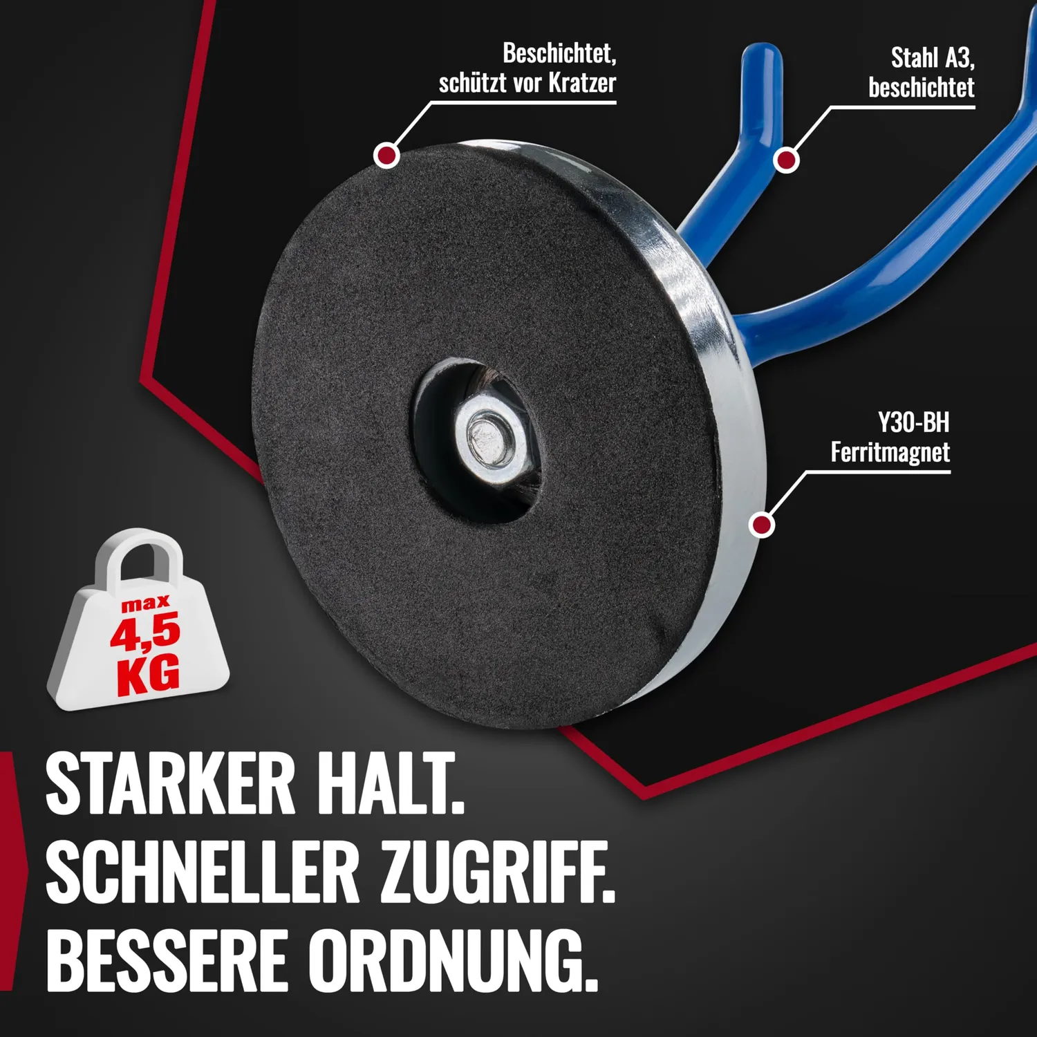 Poppstar Werkzeughalter magnetisch 4,5kg Blau