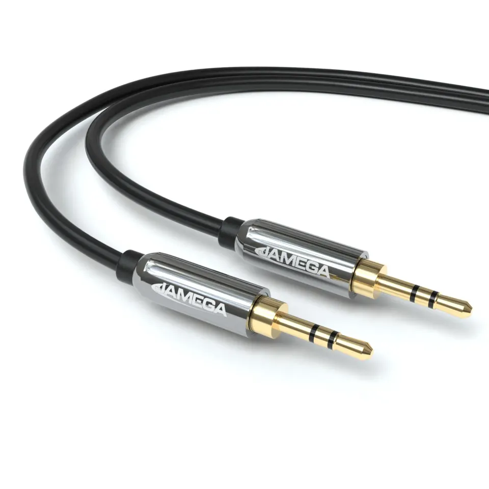 JAMEGA Aux Kabel 3,5mm 0,5m 2 Stück schwarz Stereo