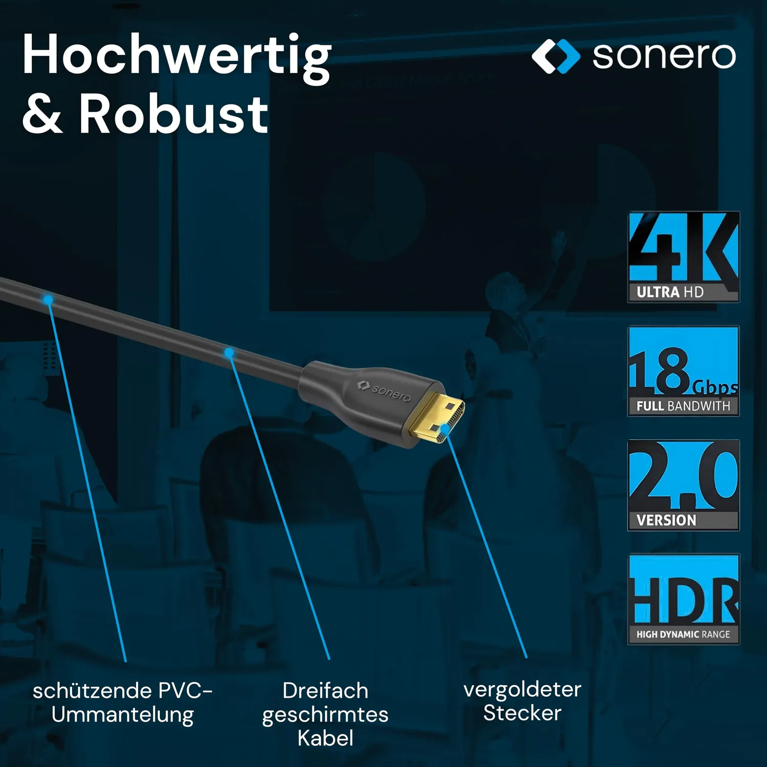 Sonero X-PHC020-010 Mini HDMI Kabel 1m 4K 60Hz