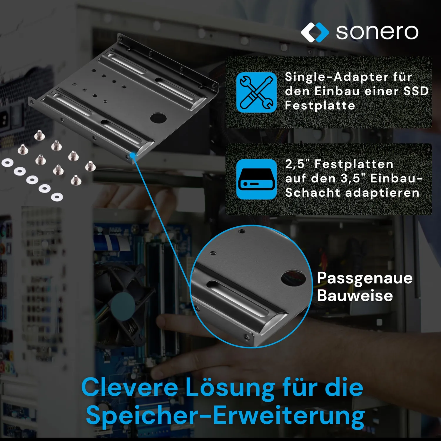 Sonero X-SATA-SET01 SSD Einbaurahmen 2,5 auf 3,5 Zoll