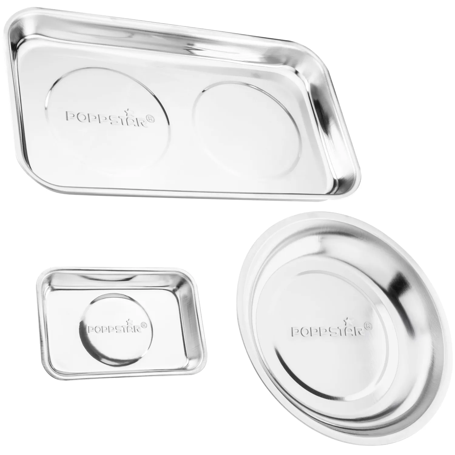 Poppstar 3 Magnetschalen Edelstahl 150mm 3er Set rund
