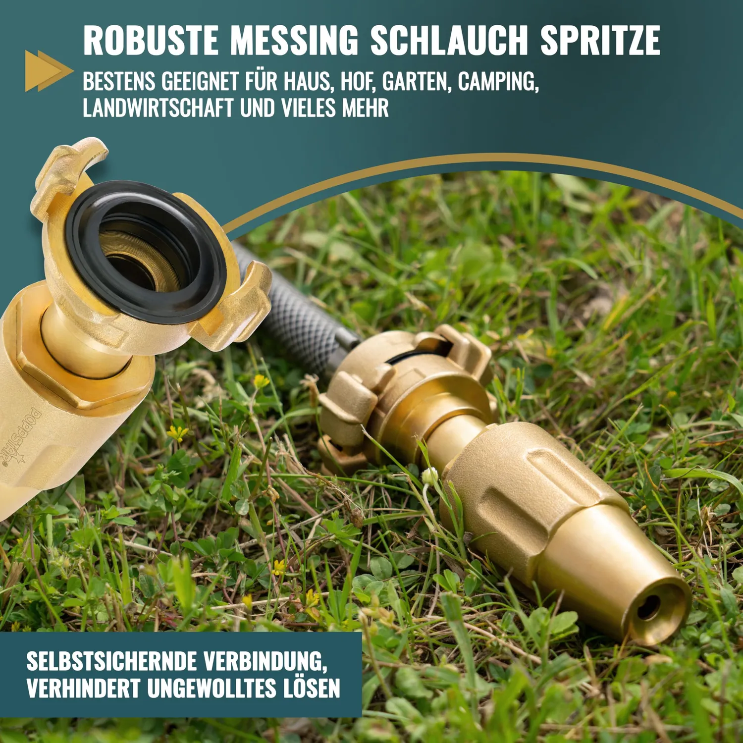 Poppstar Gartenspritze Messing Spritzdüse DN14 robust