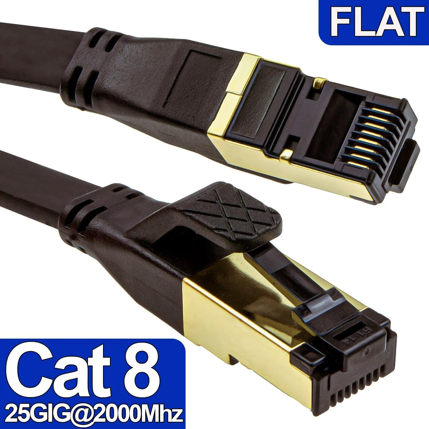kenable CAT8 Flachkabel 3m schwarz 40Gbps