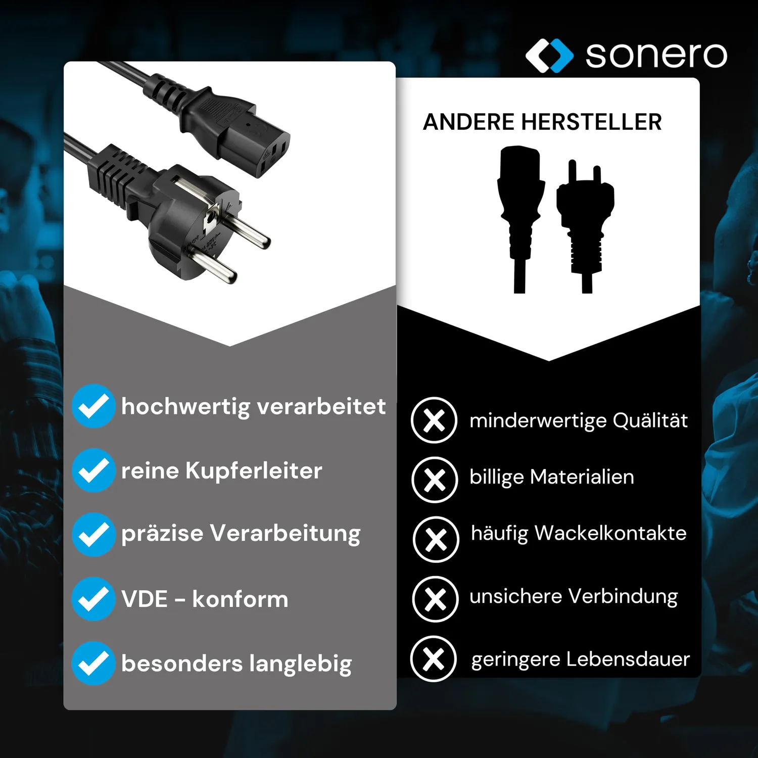 Sonero X-SKG-C13G-010B Kaltgerätekabel 1m schwarz