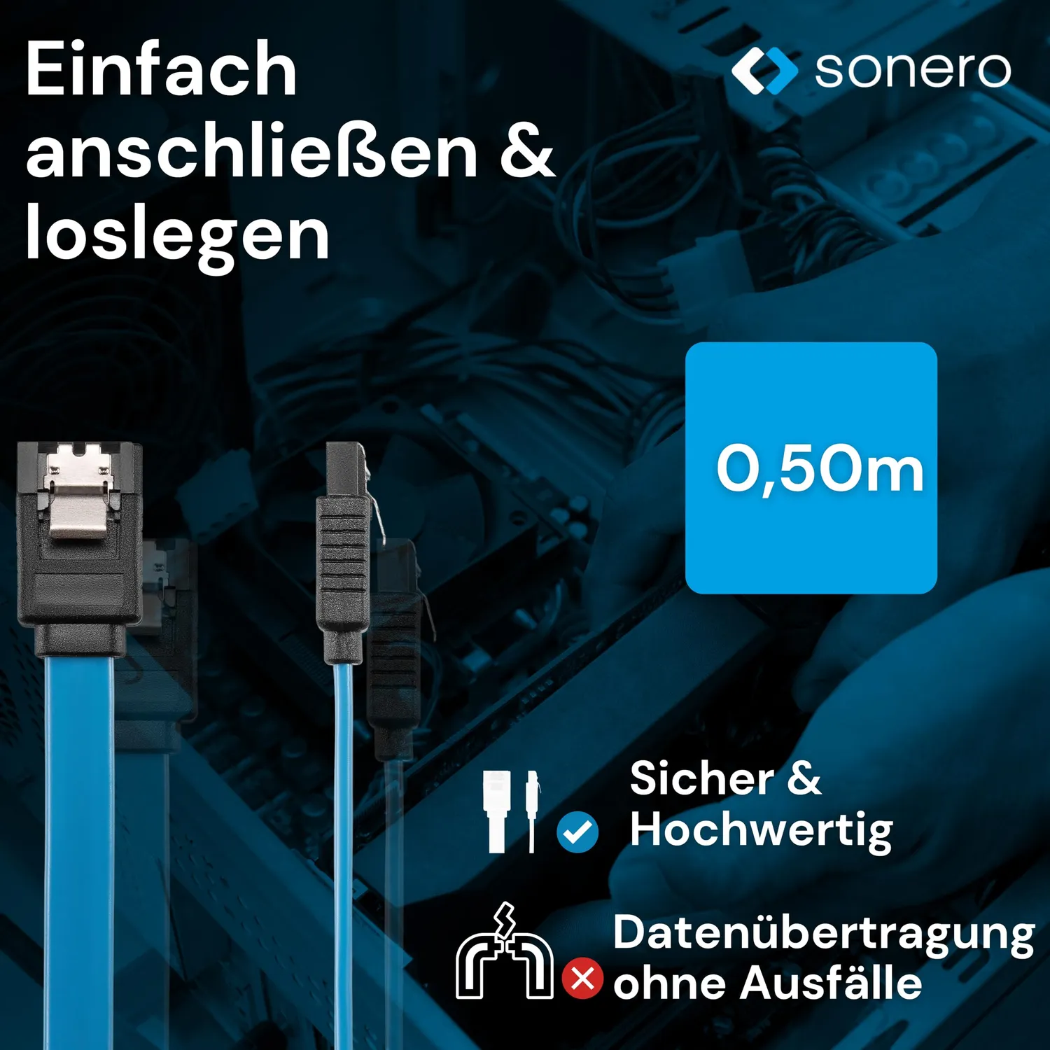 Sonero X-SATA010-050B-SET3 SATA-Kabel 3x 0,5 m blau 6Gb/s
