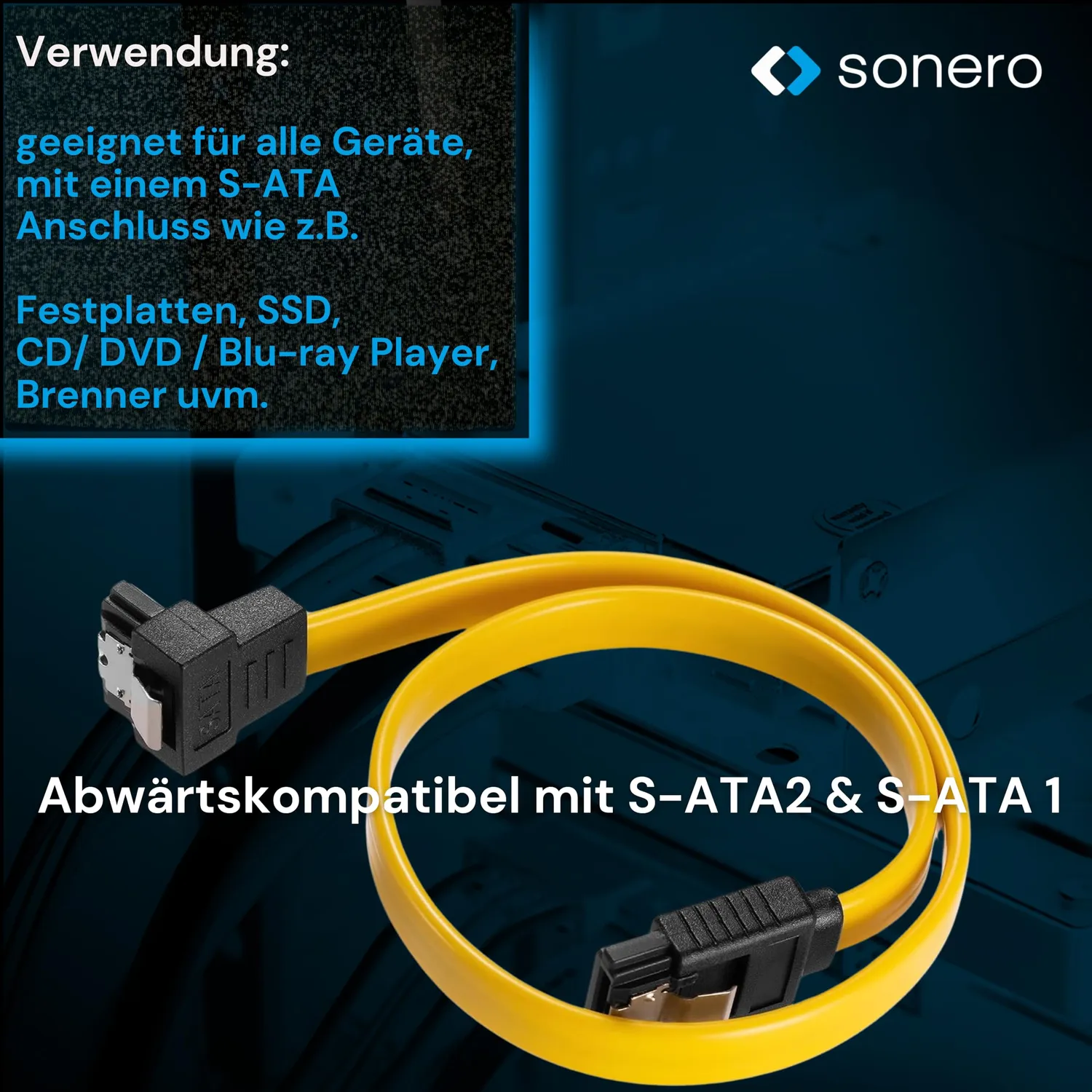 Sonero SATA020 SATA Kabel Set 2x 0,5m gewinkelt gelb 6Gb/s