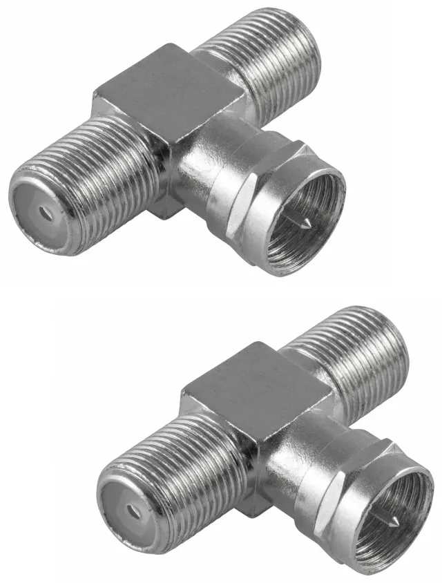 Poppstar SAT Verteiler T-Stück 2x F-Buchse Silber
