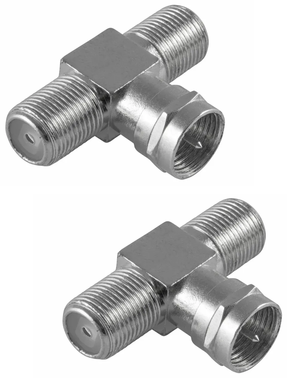 Poppstar SAT Verteiler T-Stück 2x F-Buchse Silber
