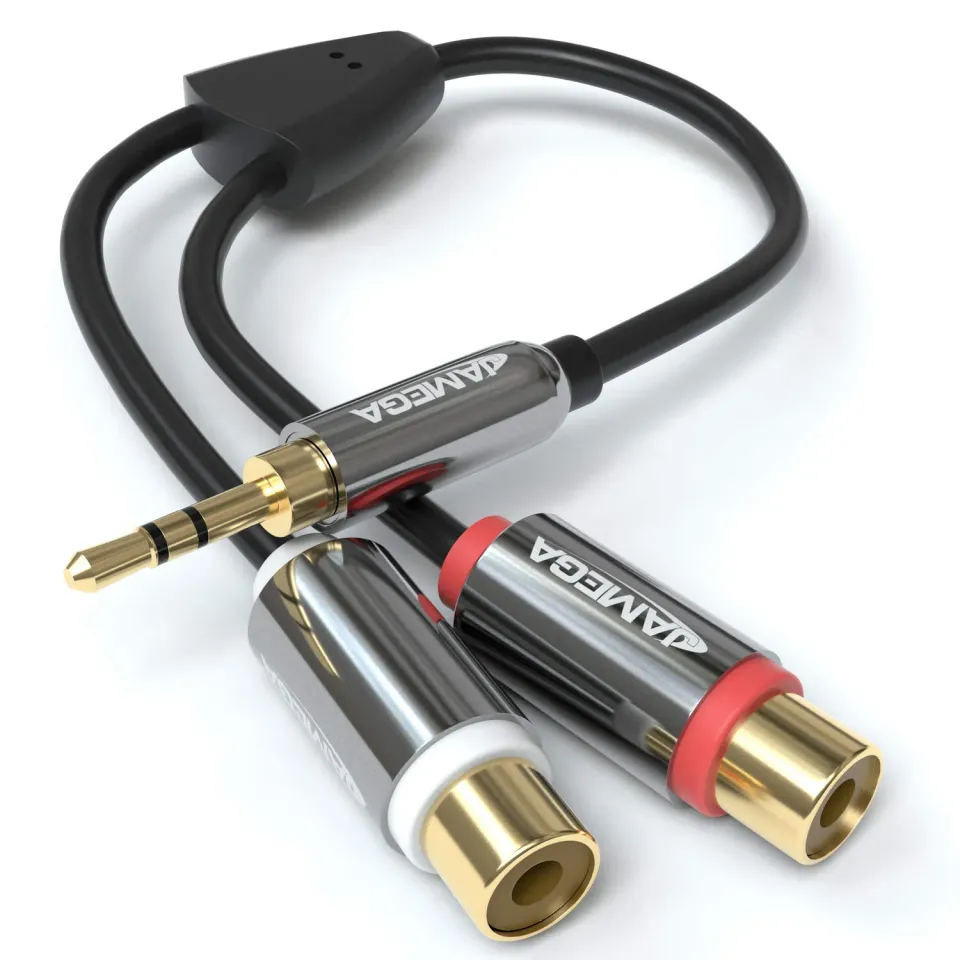 JAMEGA 3,5mm auf Cinch Adapter vergoldet Metall AUX-RCA
