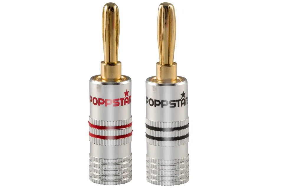 Poppstar Bananenstecker High End 24k 2er rot schwarz 6mm²