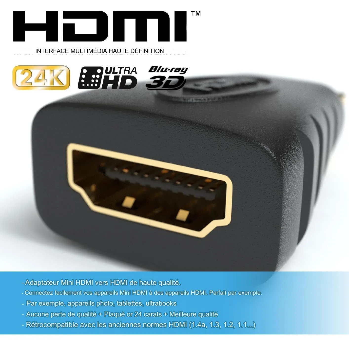JAMEGA Mini HDMI auf HDMI Adapter 1er Pack 4K