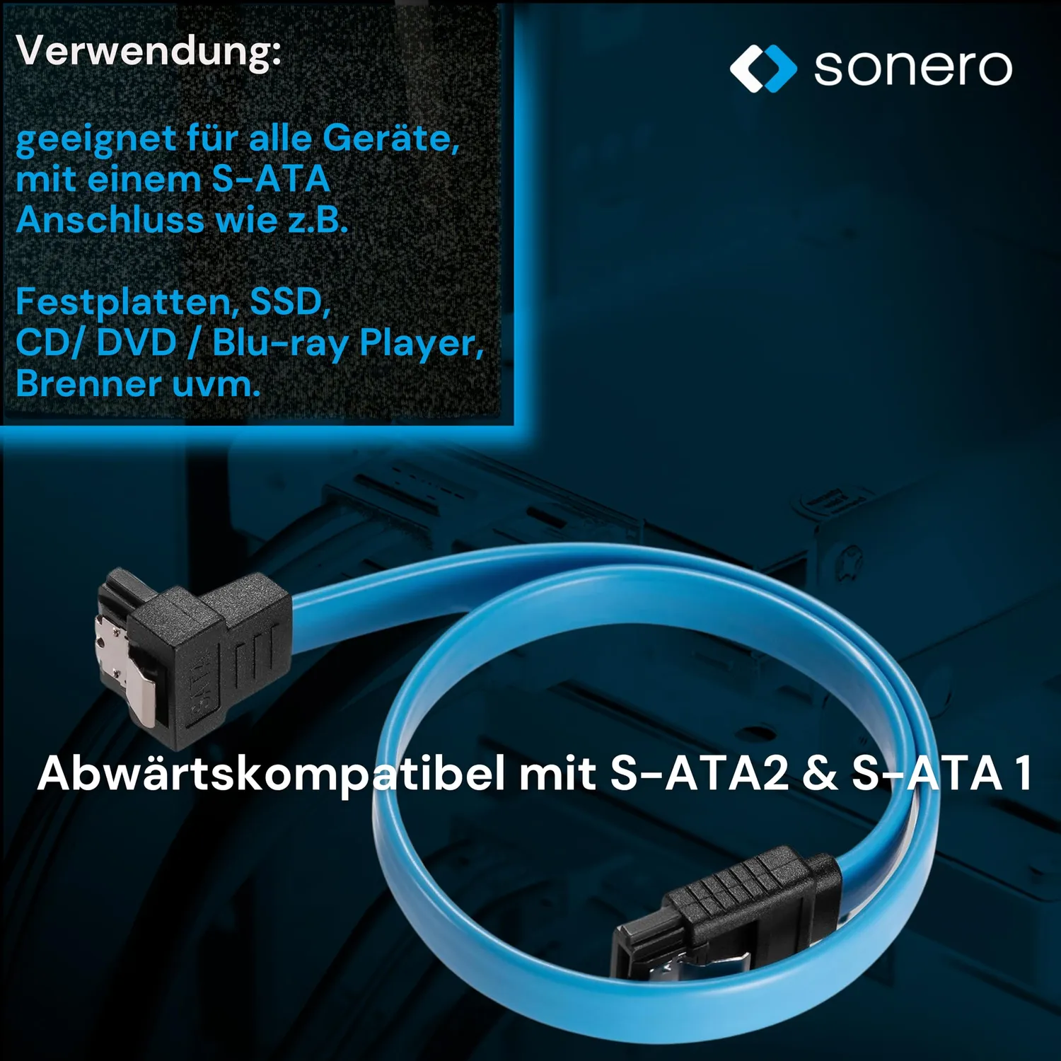 Sonero X-SATA020-030B SATA-Kabel 0,3m blau gewinkelt 6Gb/s