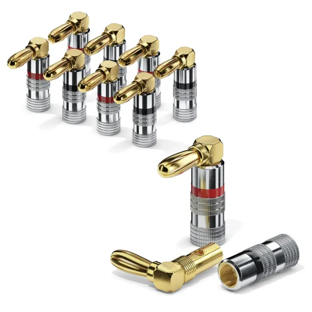 Sonero Bananenstecker 90° 8er-Set vergoldet 6mm²