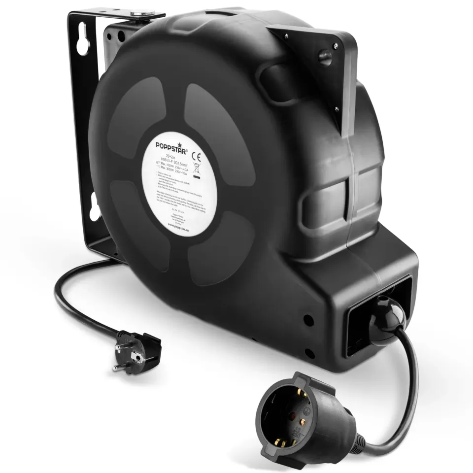 Poppstar Kabelaufroller 20m Kabeltrommel 3000W IP20 22m