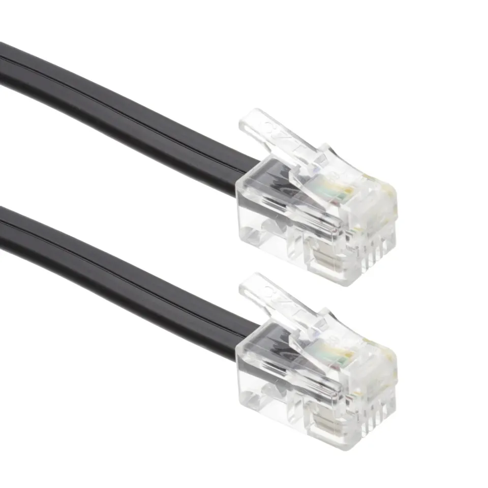 Kenable RJ10 4P4C Telefonkabel Flach Schwarz 2 m