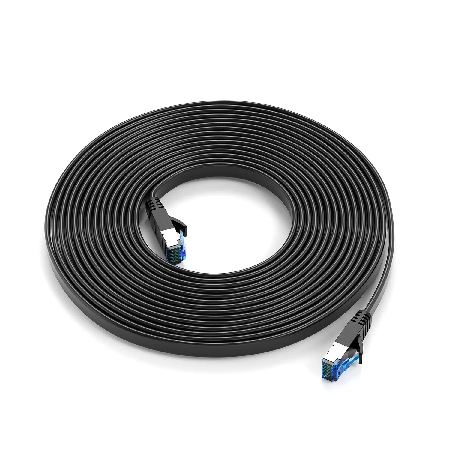 JAMEGA Cat.7 Netzwerkkabel Flach 0,25m Schwarz 10Gbit