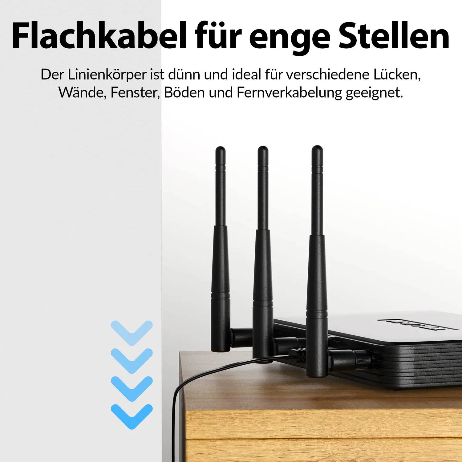 JAMEGA Cat.7 Netzwerkkabel Flach 0,25m Schwarz 10Gbit