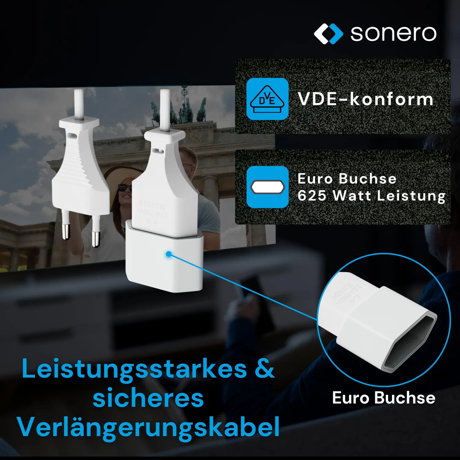 Sonero X-ESG-ESB-050W Netzkabel 5 m weiß Euro Verlängerung
