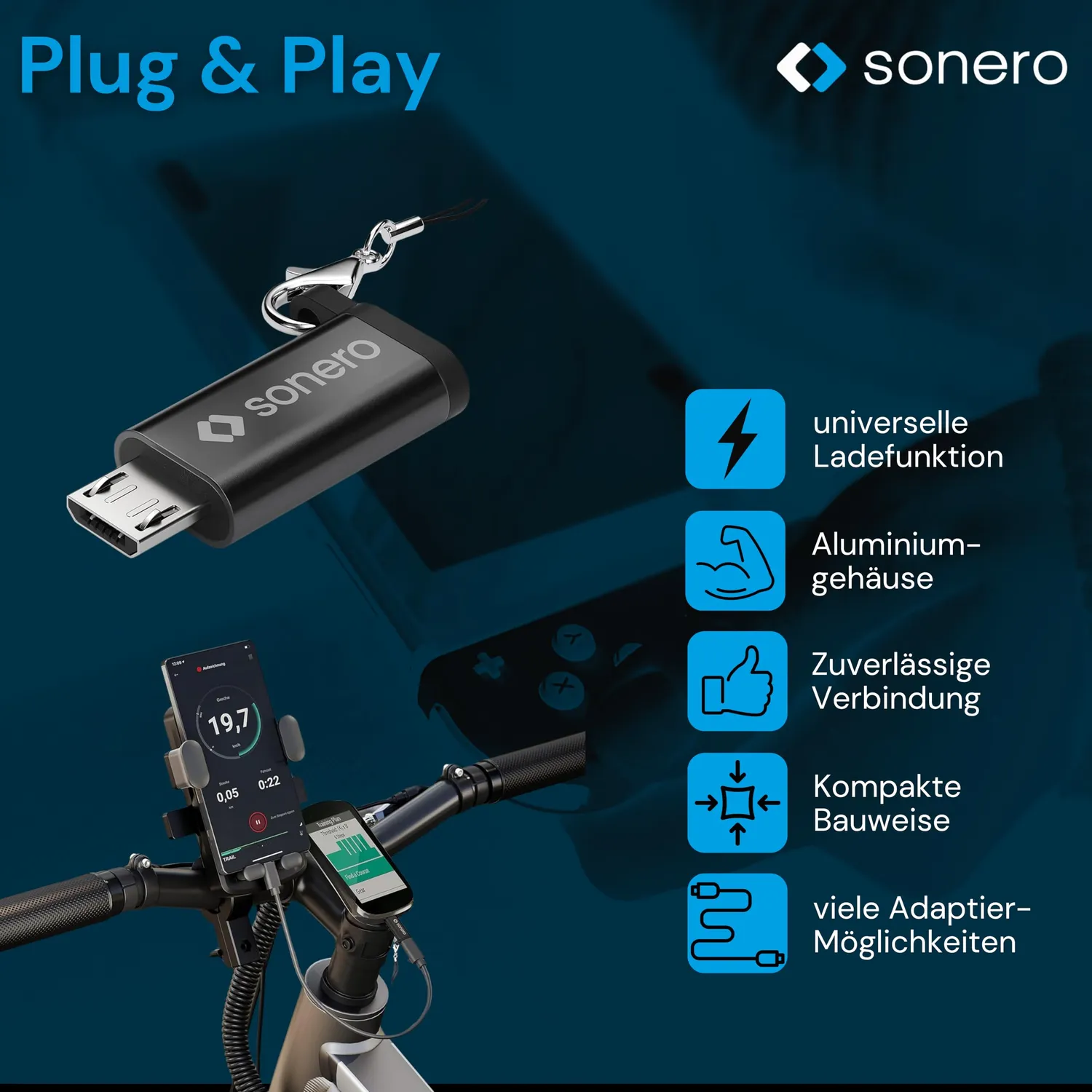 Sonero X-UA121 USB-C Adapter Micro-USB OTG schwarz