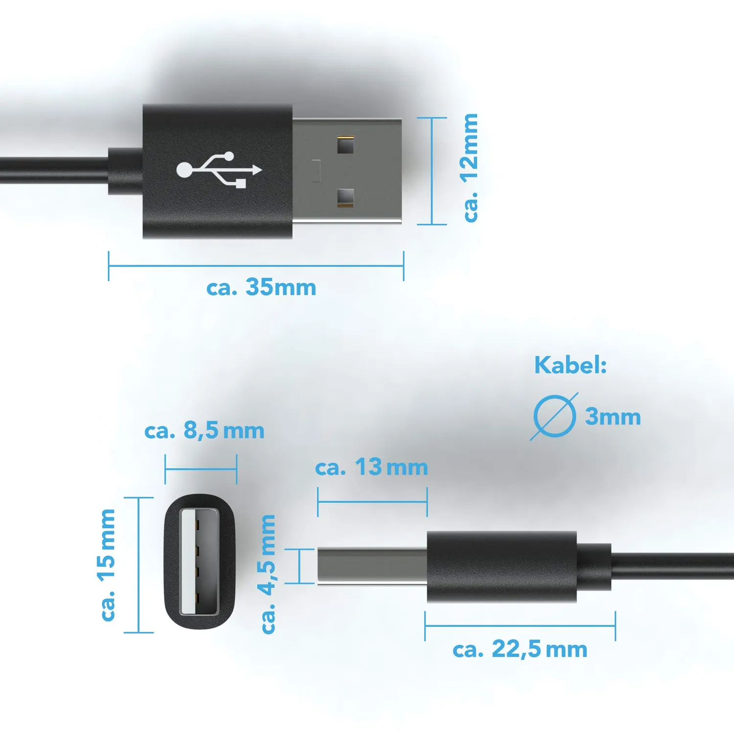 Jamega USB C Kabel 4er Set schwarz 3A Schnelllade