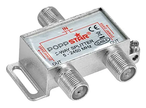 Poppstar Sat-Verteiler 2-fach Splitter F-Buchse 5-2450 MHz
