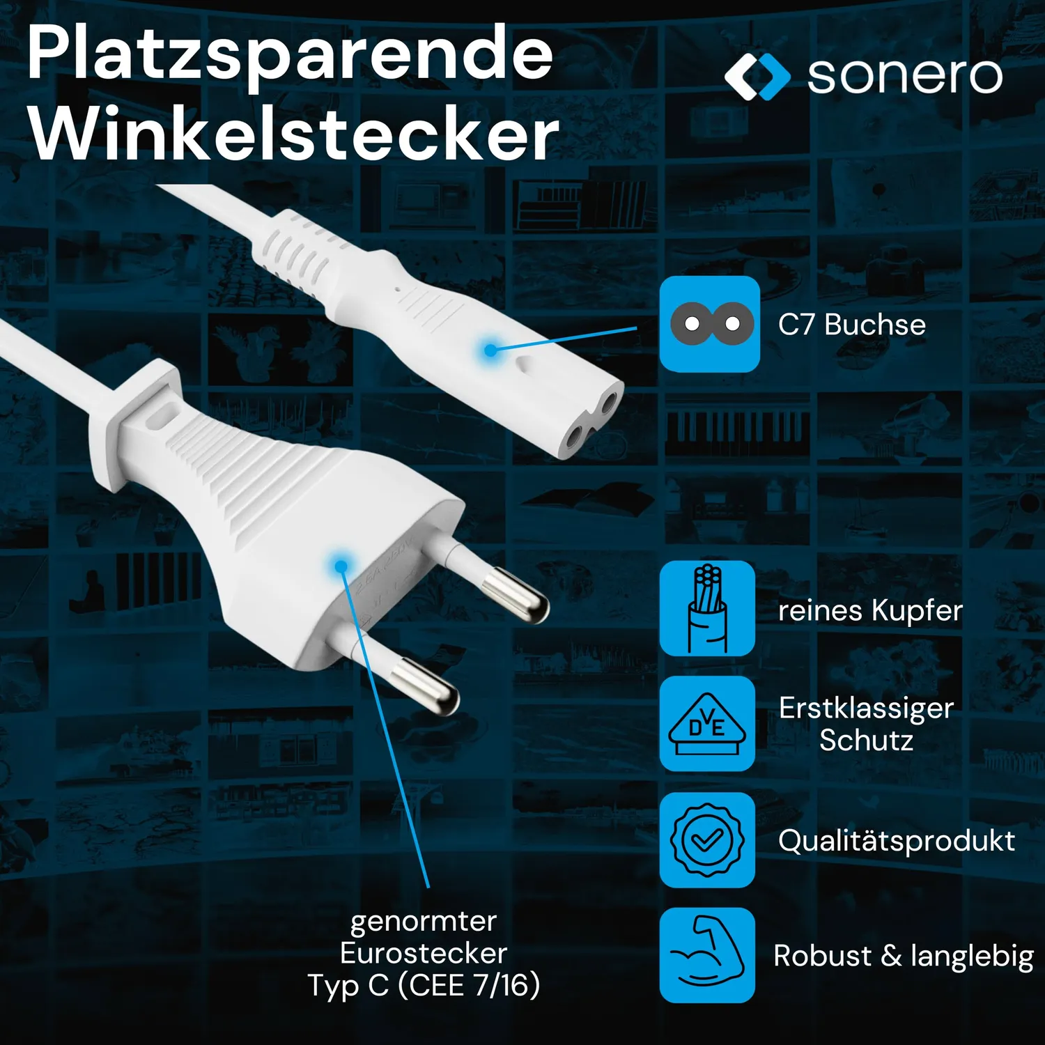 Sonero Stromkabel X-ESG-C7G-020W Euro C7 2 m weiß