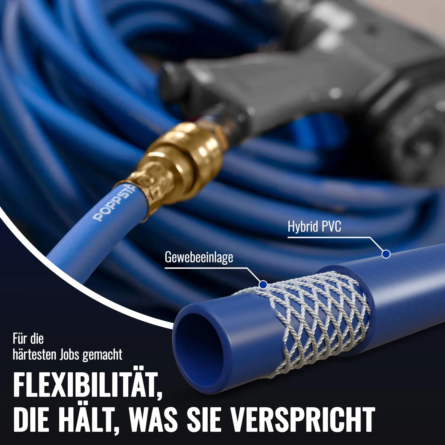 Poppstar PVC Hybrid Druckluftschlauch 30m 20 bar