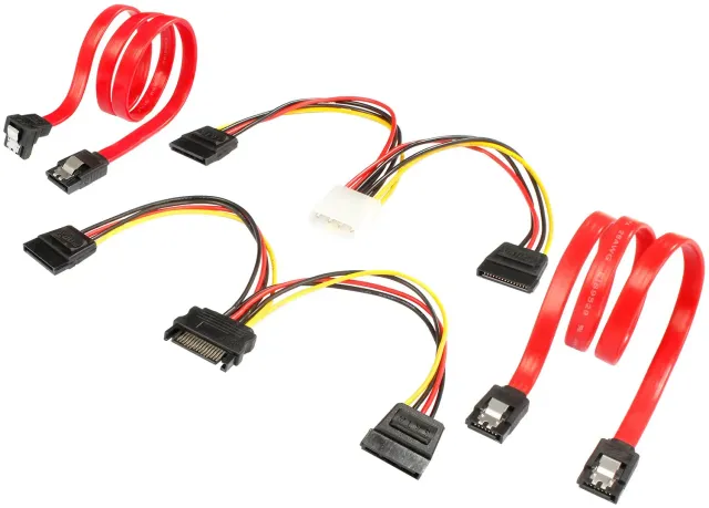 Poppstar SATA 3 Kabel-Set rot 50cm + Y-Stromadapter