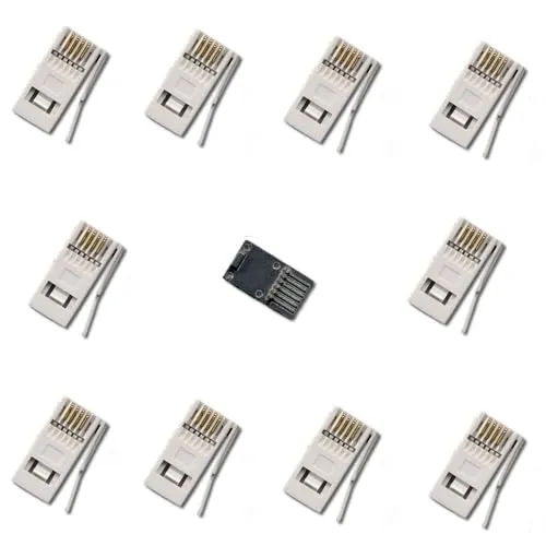 Kenable BT 431A Telefon Crimp-Stecker Set 10er Pack weiß mit Zange