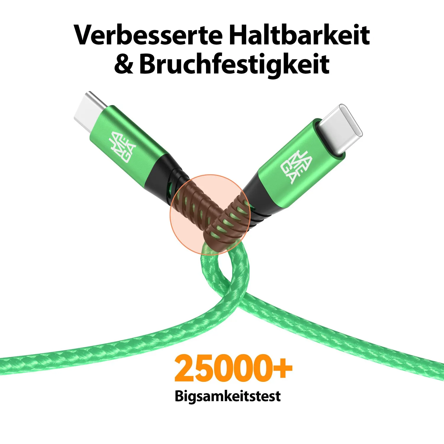 Jamega USB-C Kabel 0,5m Grün Fast Charge