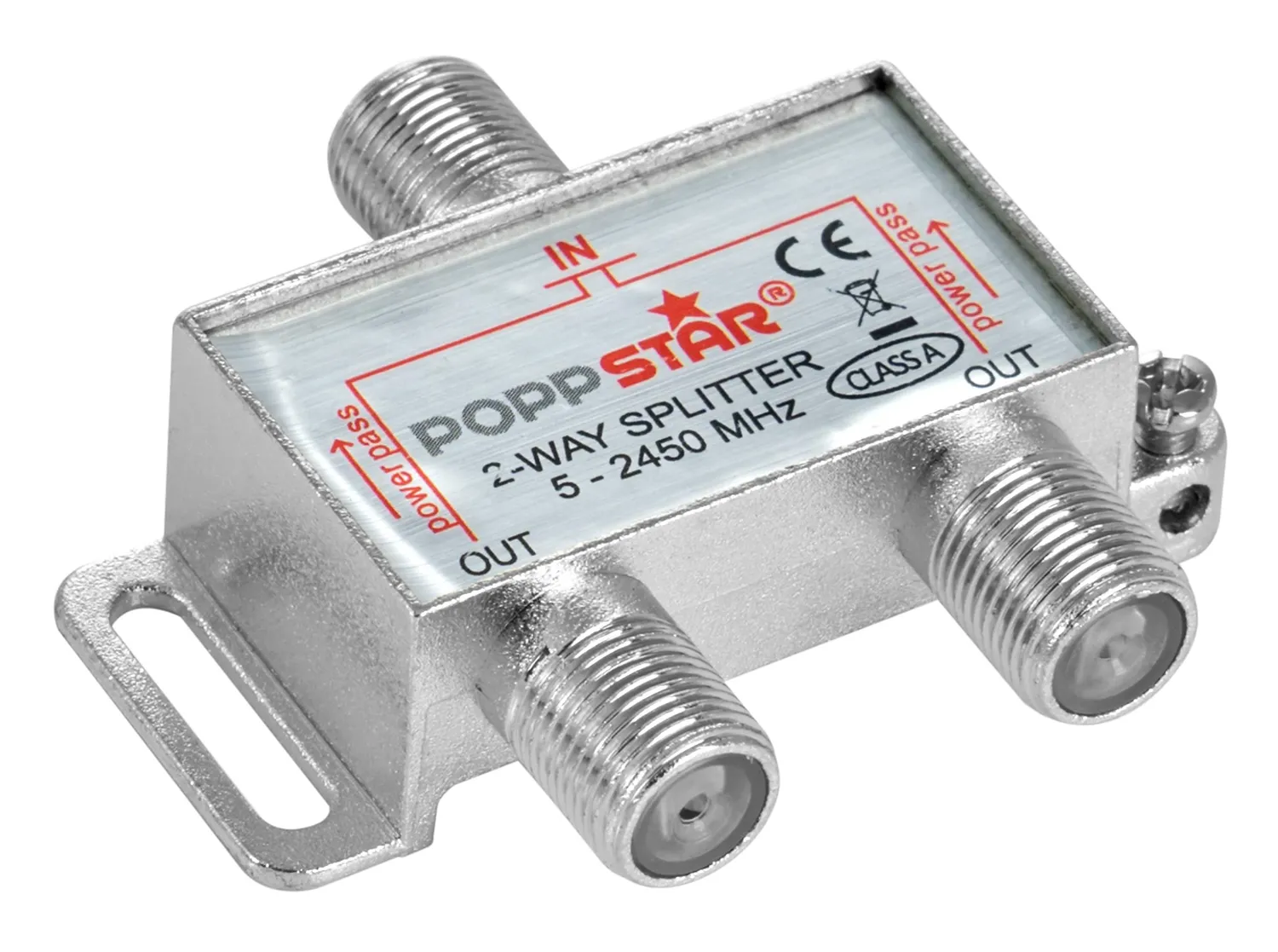 Poppstar Sat-Verteiler 2-fach Splitter mit F-Steckern