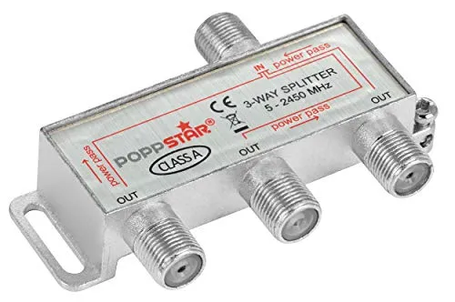 Poppstar Sat-Verteiler 3-fach Splitter F-Buchse 5-2450 MHz
