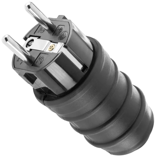 Poppstar Schuko Stecker IP44 mit Knickschutz schwarz