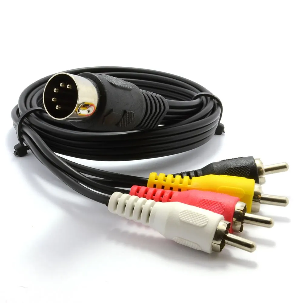 Kenable 5-Pin DIN auf 4x Cinch Audiokabel 2m Schwarz Stereo