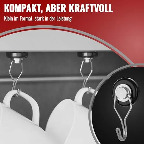 Poppstar Magnethaken extra stark drehbar 4 Stück 30kg